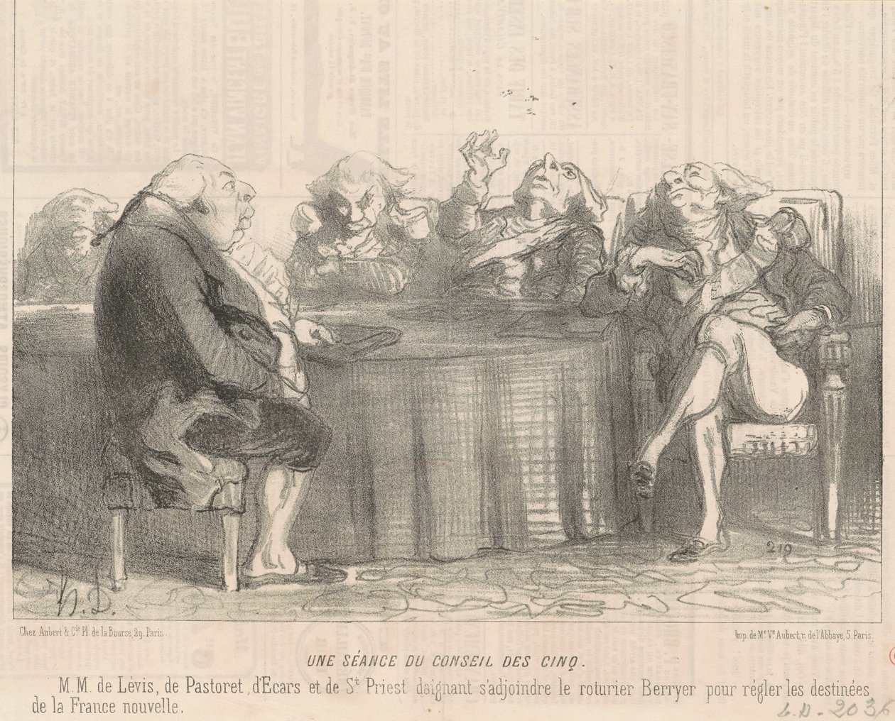 Viiden hengen valtuuston kokous tekijältä Honoré Daumier