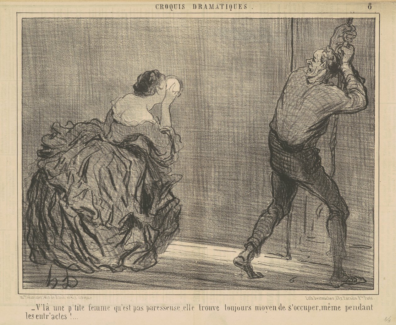 Siellä on pieni nainen, joka ei ole laiska... tekijältä Honoré Daumier