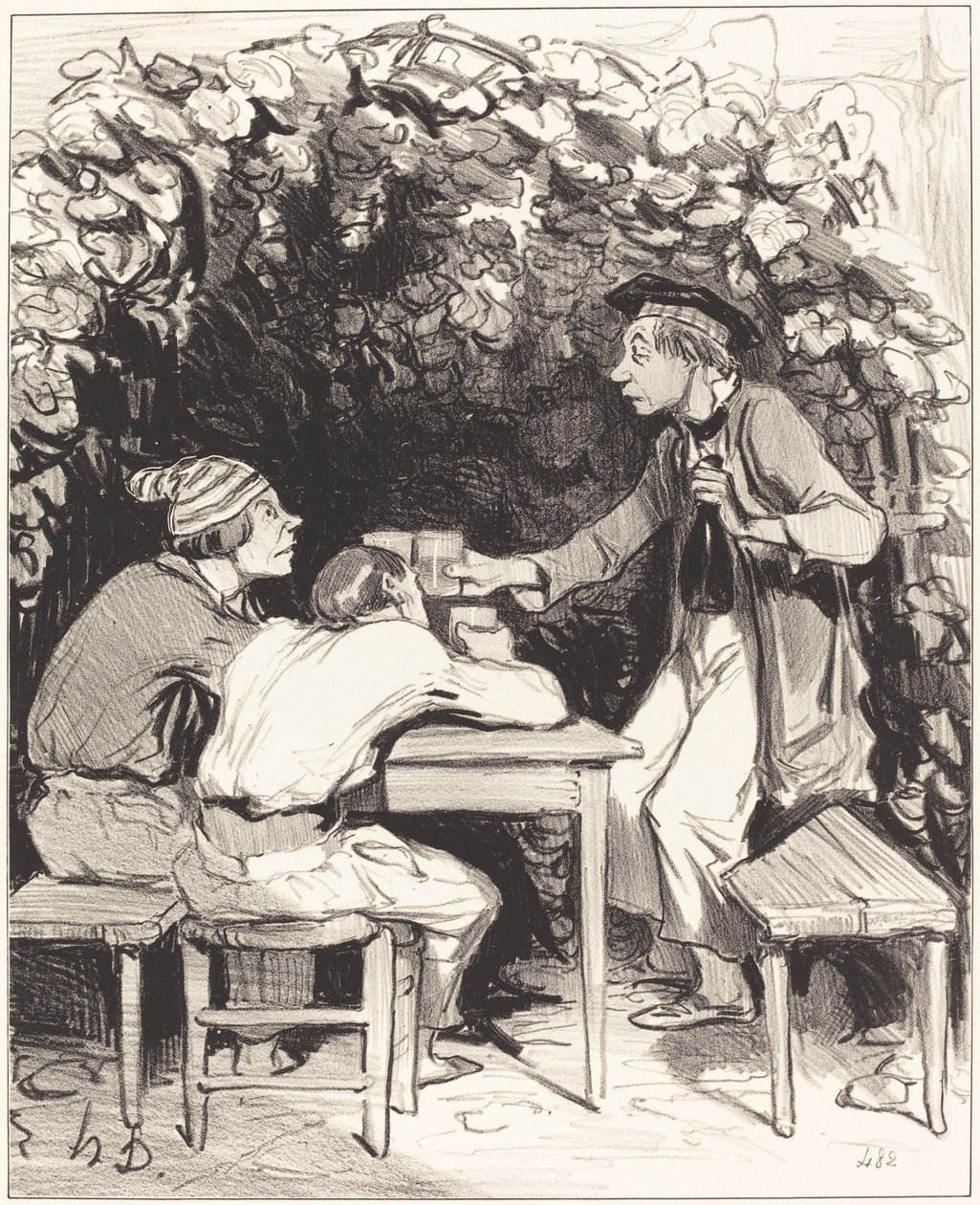 Katsos, ystäväni... on vain kaksi elementtiä... onnellisuus... tekijältä Honoré Daumier