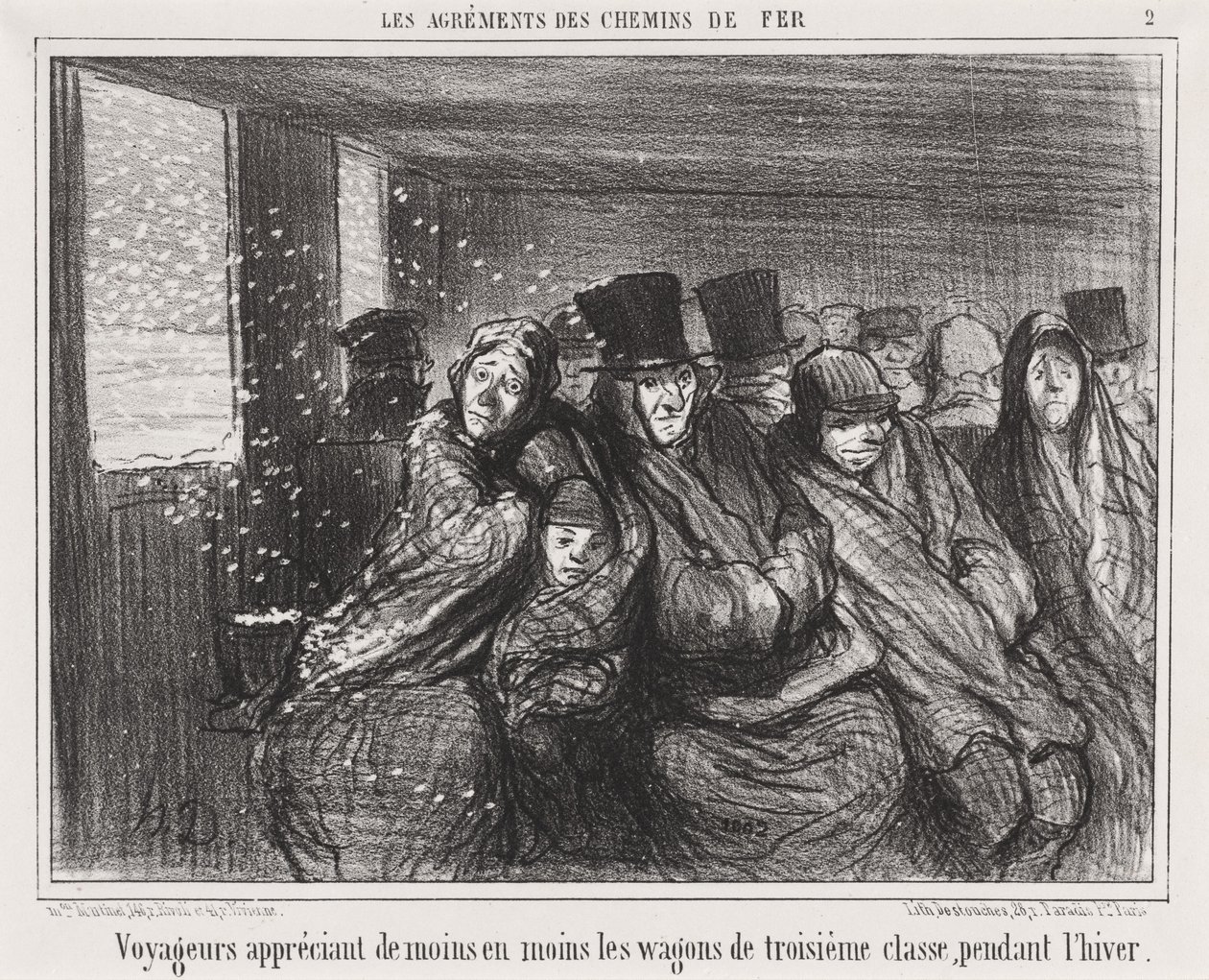 Matkustajat pitävät yhä vähemmän kolmannen luokan vaunuista... tekijältä Honoré Daumier