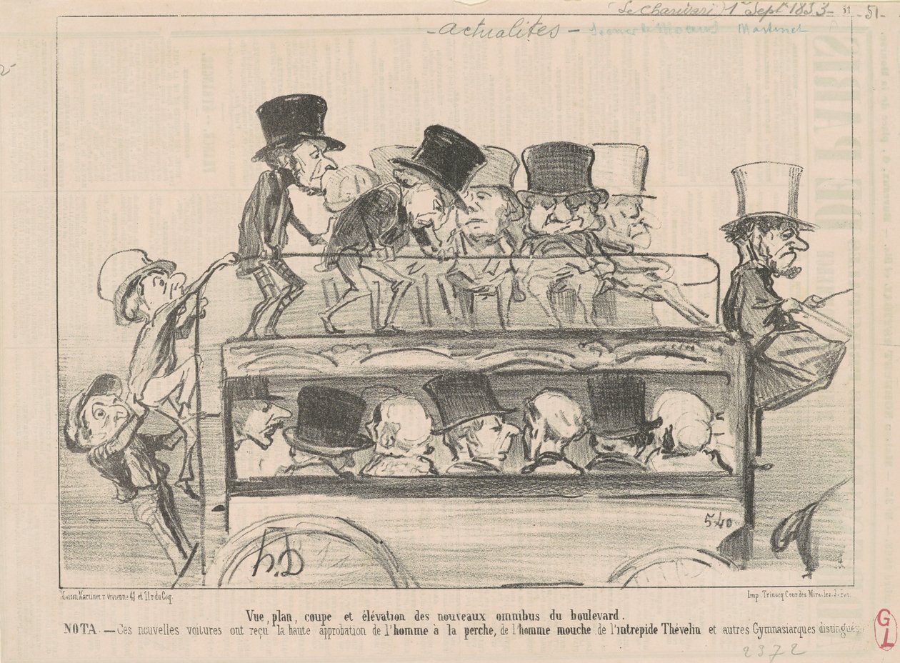 Näkymä ... ja korkeus bulevardin ... omnibusseista ... tekijältä Honoré Daumier