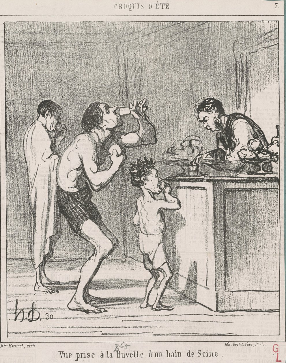 Näkymä kylvyn virkistysbaarista tekijältä Honoré Daumier