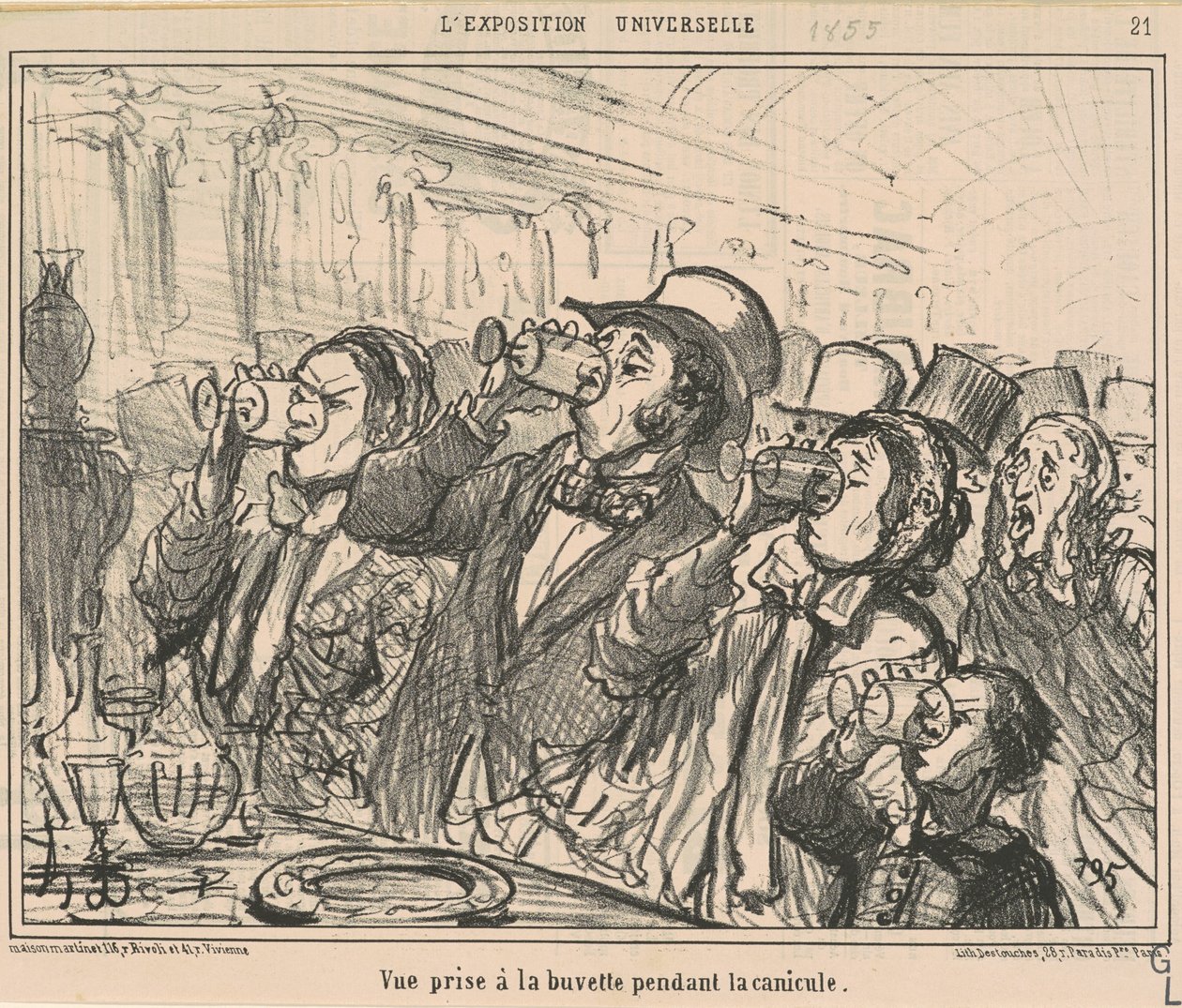 Näkymä otettu baarista helleaallon aikana tekijältä Honoré Daumier