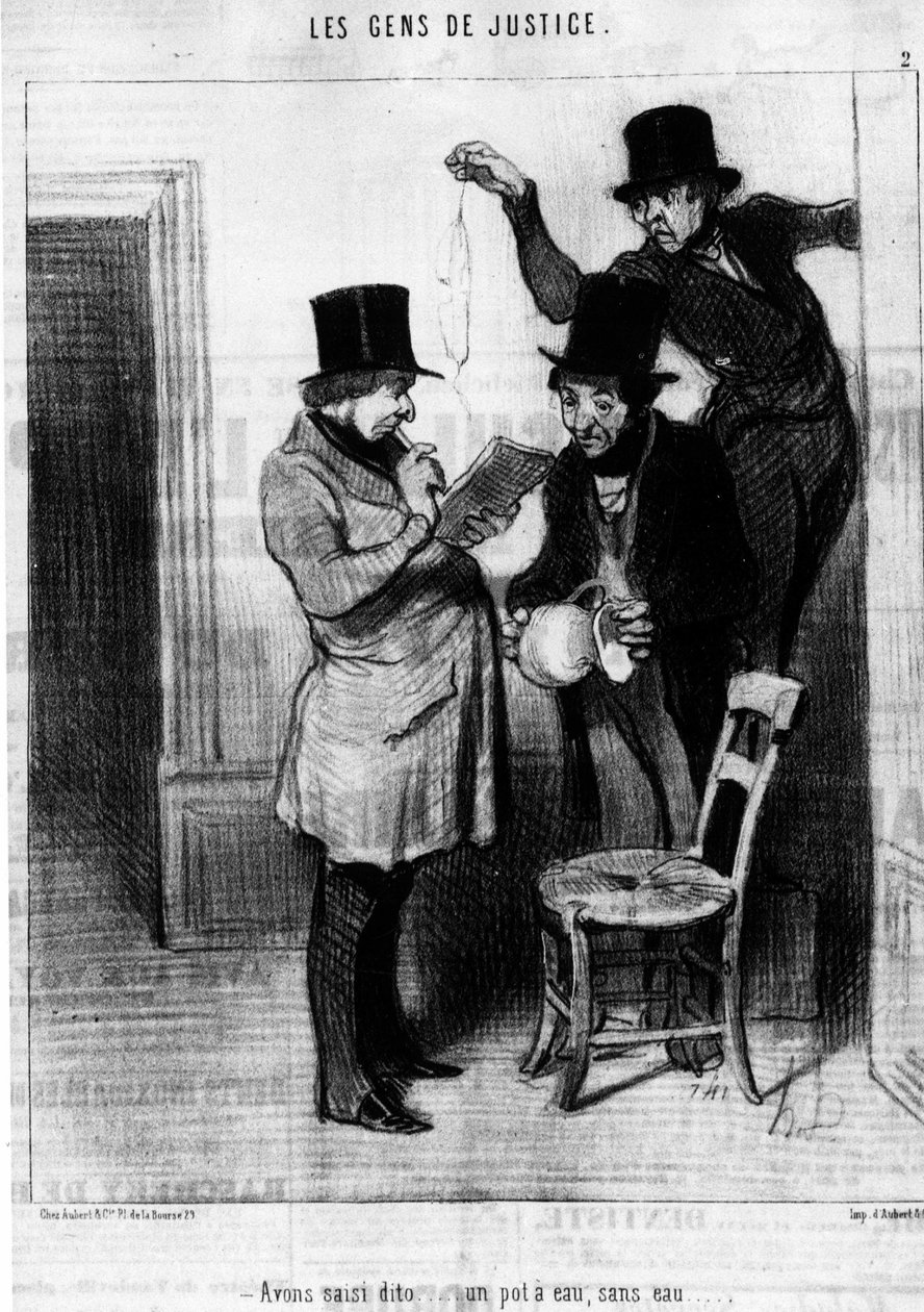 Otimme tämän... vesipannun, ilman vettä..., joka on otettu Honore Daumierin (1808-1879) sarjasta "Gens de Justice", sarjasta oikeudenmukaisuudesta. “Charivari” tekijältä Honoré Daumier