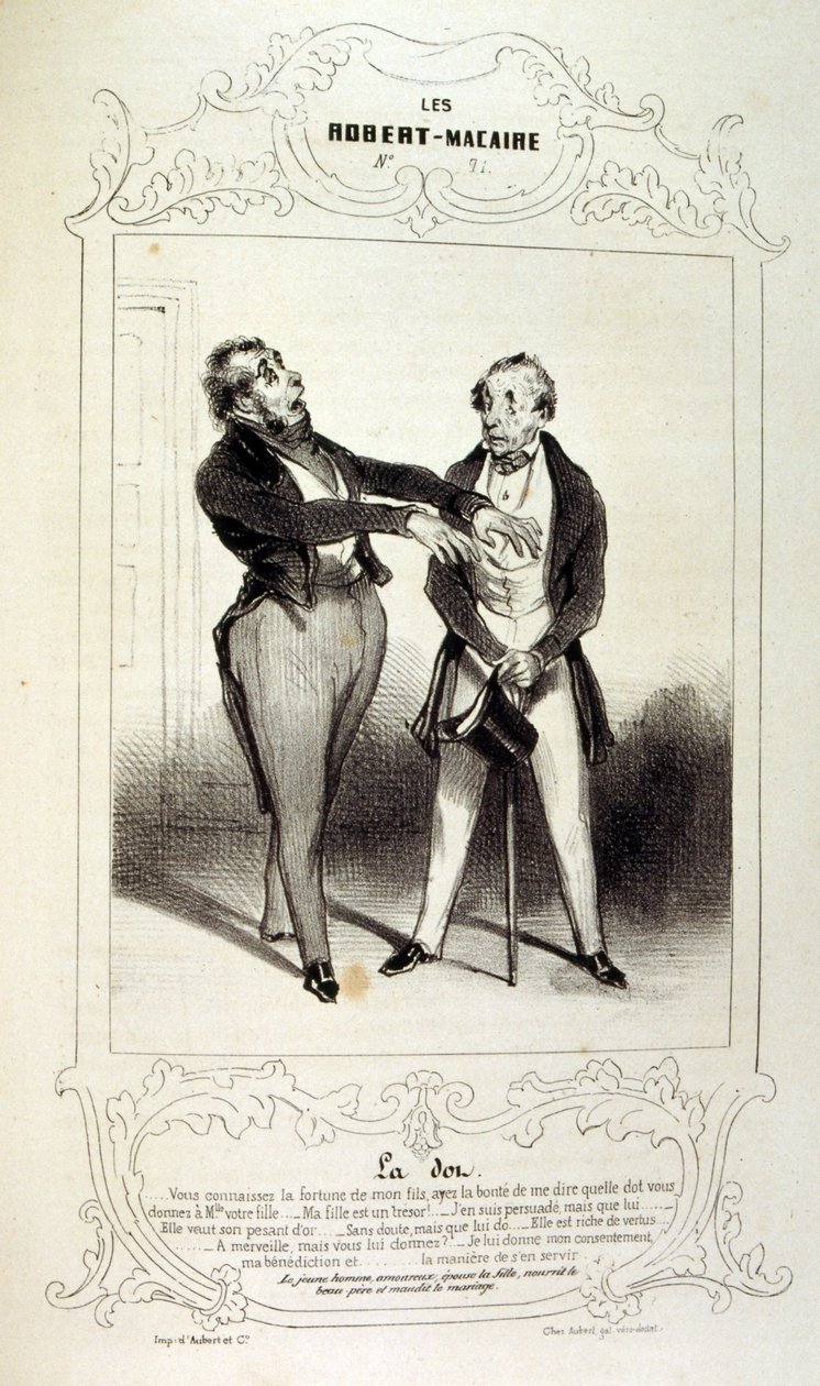 kuvituksia ideoista ja legendoista Philipon otsikolla Les Cent ja Robert Macaire tekijältä Honoré Daumier