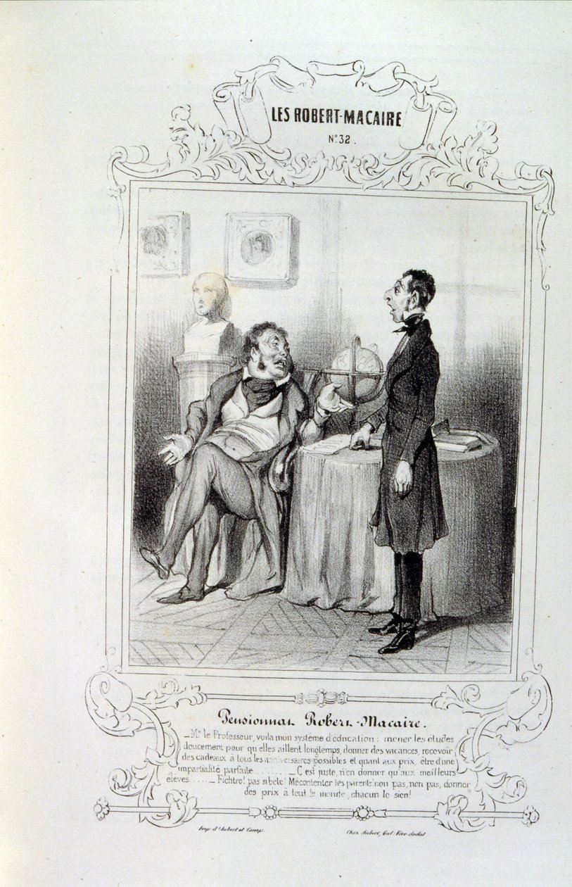 kuvituksia ideoista ja legendoista Philipon otsikolla Les Cent ja Robert Macaire tekijältä Honoré Daumier