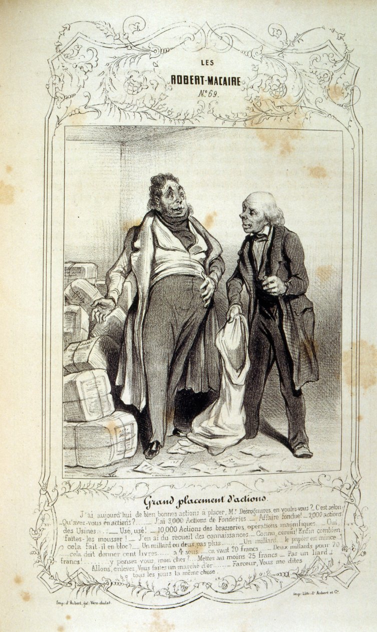 kuvituksia ideoista ja legendoista Philipon otsikolla Les Cent ja Robert Macaire tekijältä Honoré Daumier