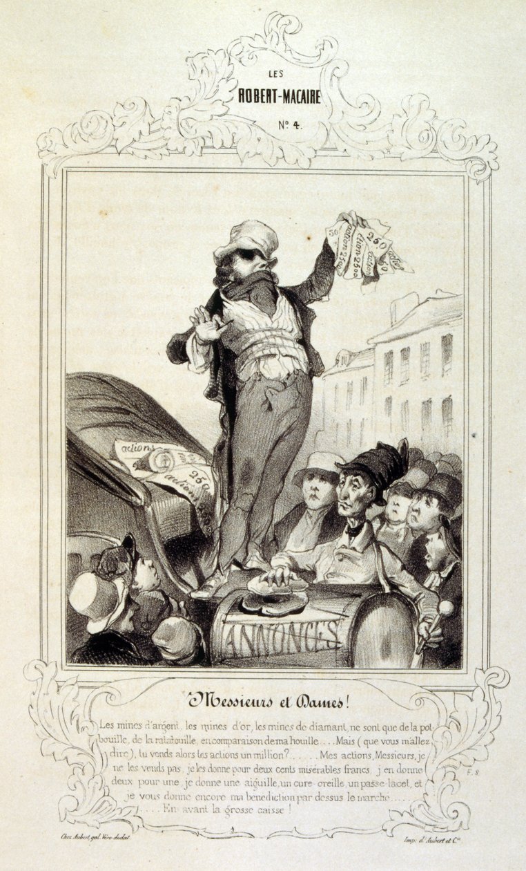 kuvituksia ideoista ja legendoista Philipon otsikolla Les Cent ja Robert Macaire. tekijältä Honoré Daumier