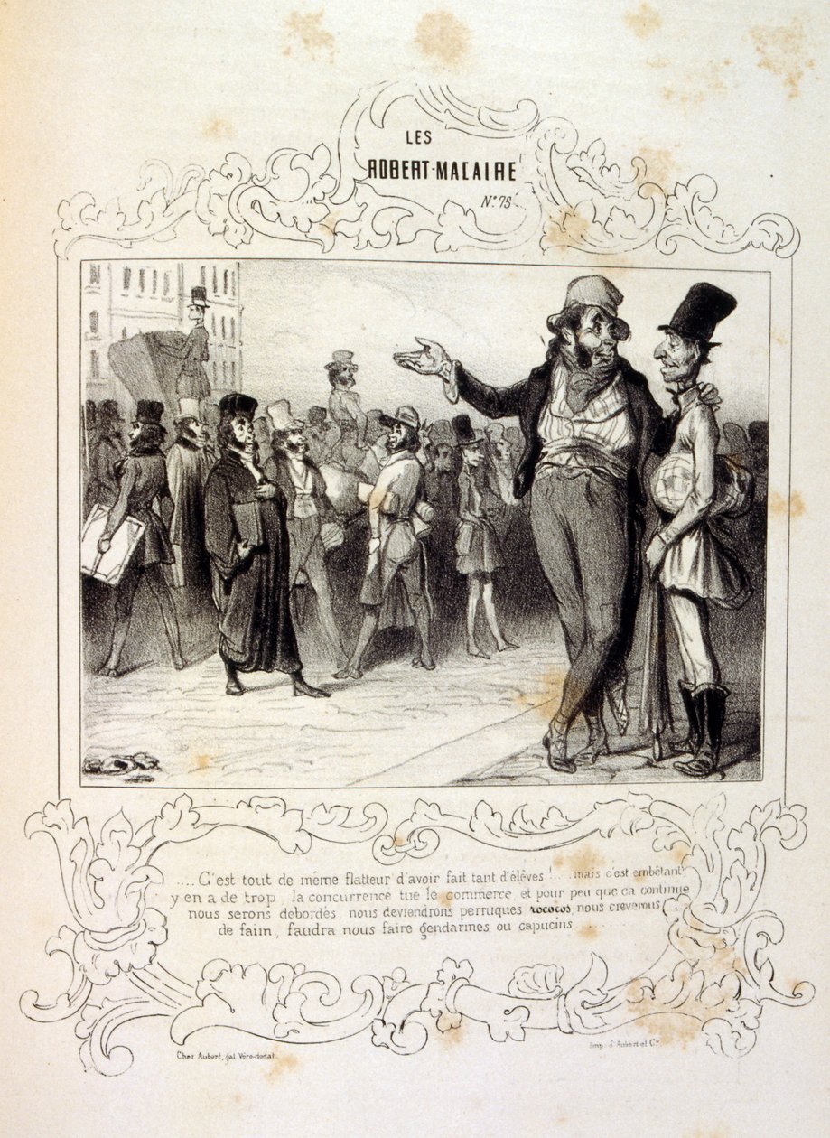kuvituksia ideoista ja legendoista Philipon otsikolla Les Cent ja Robert Macaire tekijältä Honoré Daumier