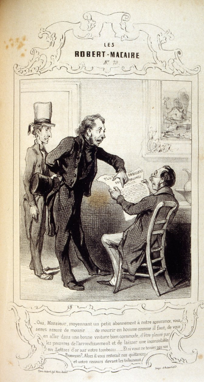 kuvituksia ideoista ja legendoista Philipon otsikolla Les Cent ja Robert Macaire tekijältä Honoré Daumier