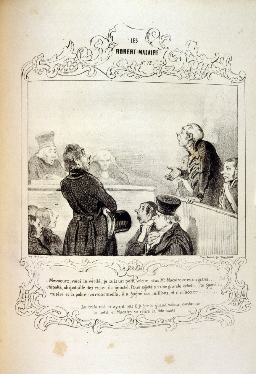 kuvituksia ideoista ja legendoista Philipon otsikolla Les Cent ja Robert Macaire tekijältä Honoré Daumier