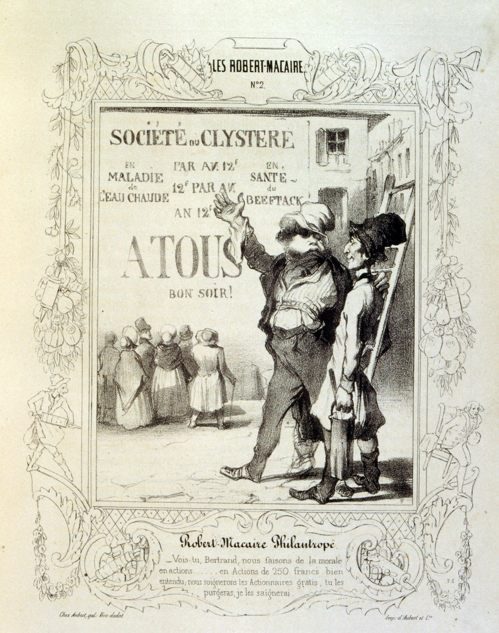 kuvituksia ideoista ja legendoista Philipon otsikolla Les Cent ja Robert Macaire tekijältä Honoré Daumier