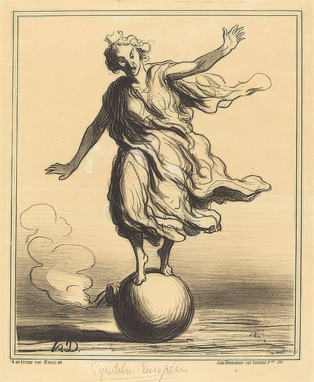 Équilibre Européen / The European equilibrium. 1867 tekijältä Honoré Daumier