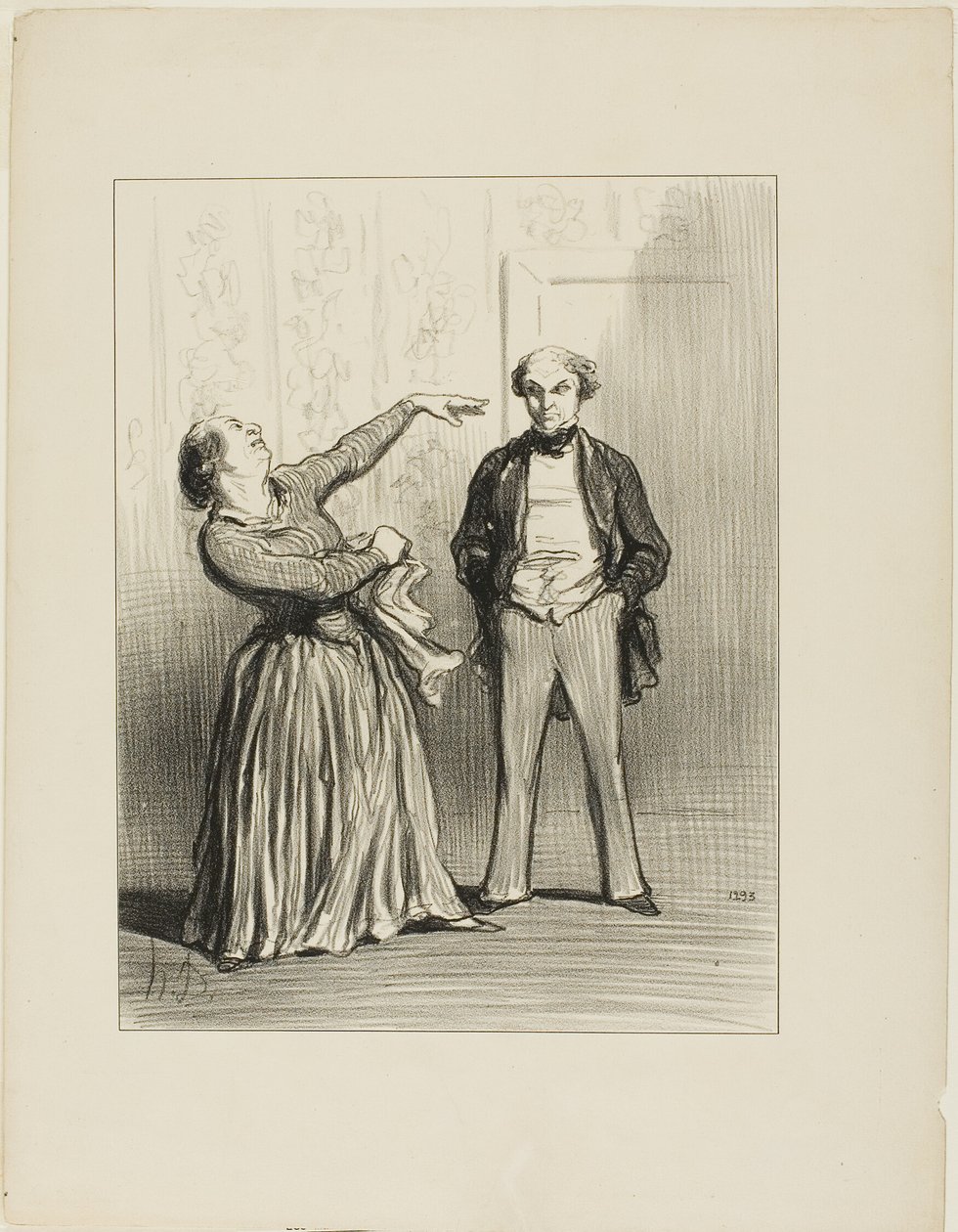 "- Aviomiehet eivät todellakaan ole sitä, mitä turhamainen kansa haluaa uskoa!", levy 3 teoksesta Les Divorceuses tekijältä Honoré Victorin Daumier