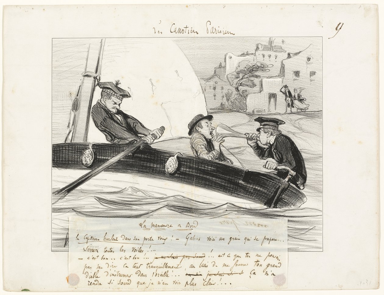 Veneen manööveri, levy yhdeksän teoksesta Les Canotiers Parisiens. tekijältä Honoré Victorin Daumier