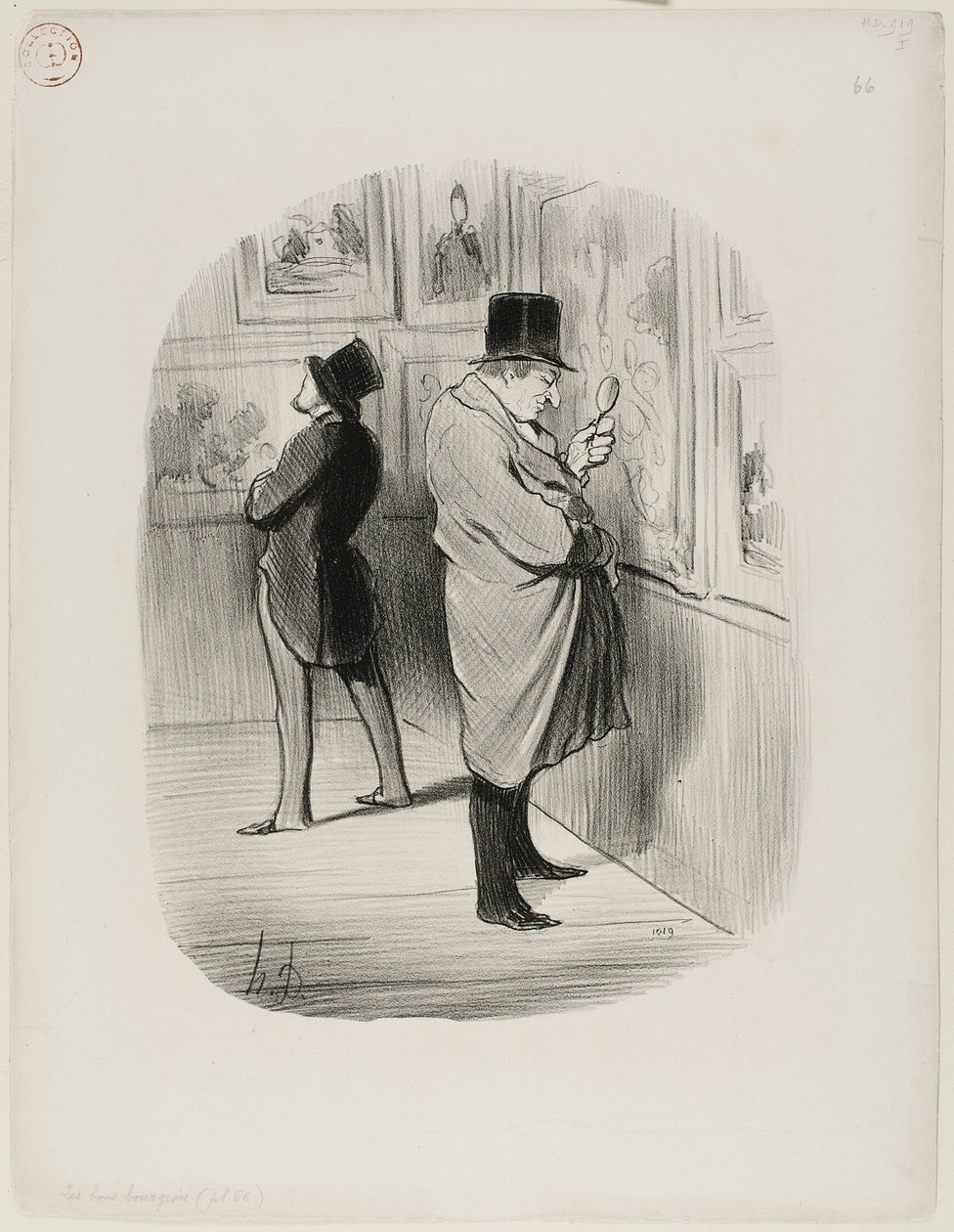 Todellinen taiteen ystävä, levy 66 teoksesta Les Bons Bourgeois. tekijältä Honoré Victorin Daumier