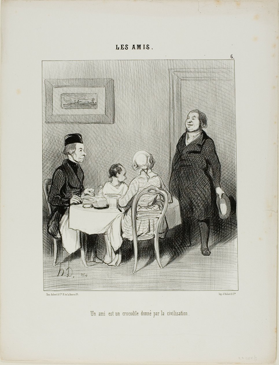 Ystävä on sivilisaation tuottama krokotiili, levy 6 teoksesta Les Amis. tekijältä Honoré Victorin Daumier