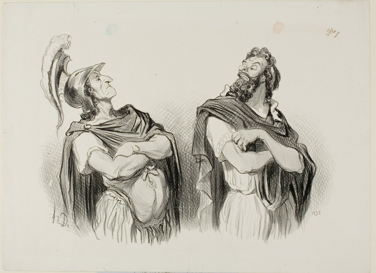 Akilles ja Agamemnon. Akilles: "Physionomies Tragiques -teoksesta. tekijältä Honoré Victorin Daumier
