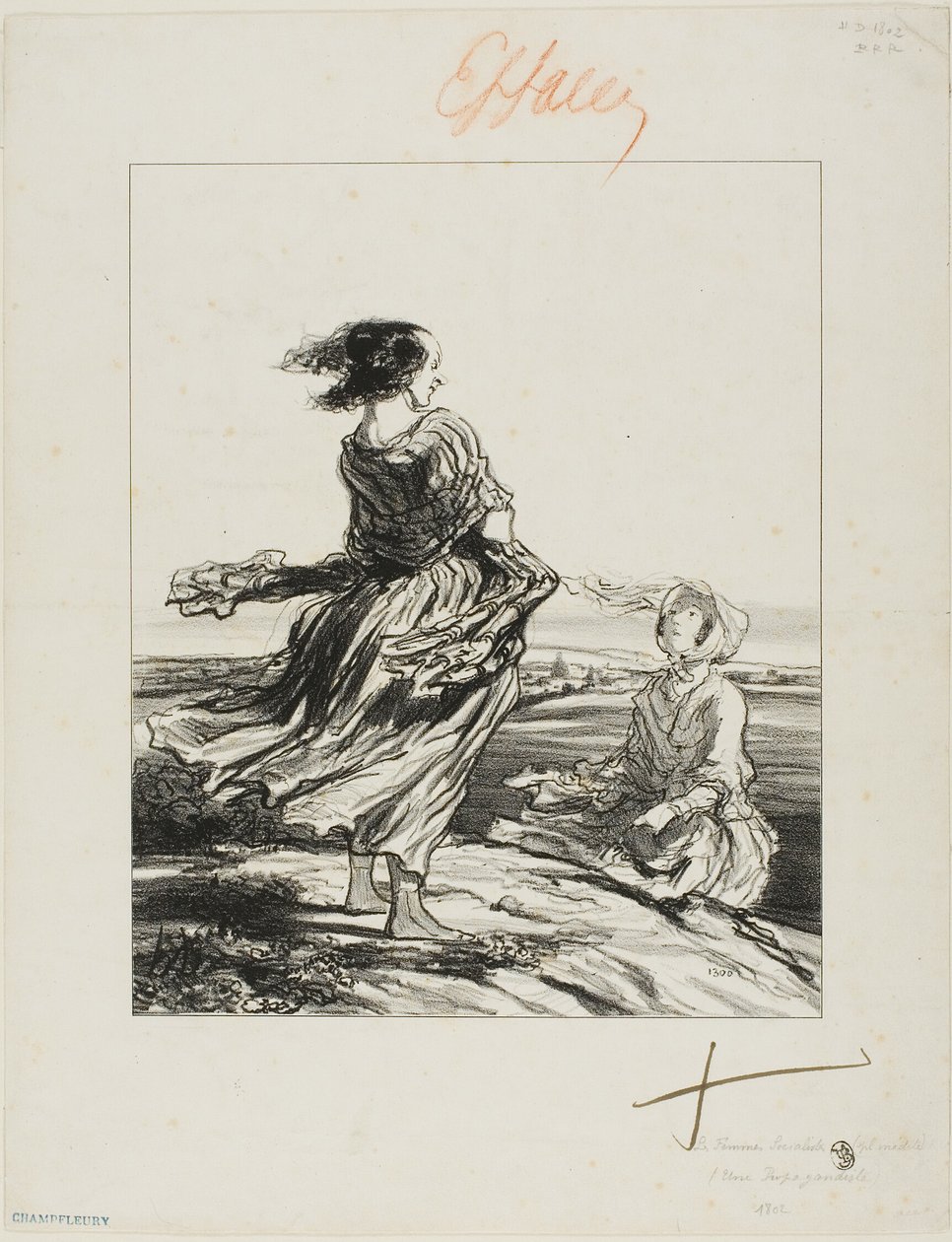 Aktivisti, kirjasta Les Femmes Socialistes (Sosialistiset naiset) tekijältä Honoré Victorin Daumier