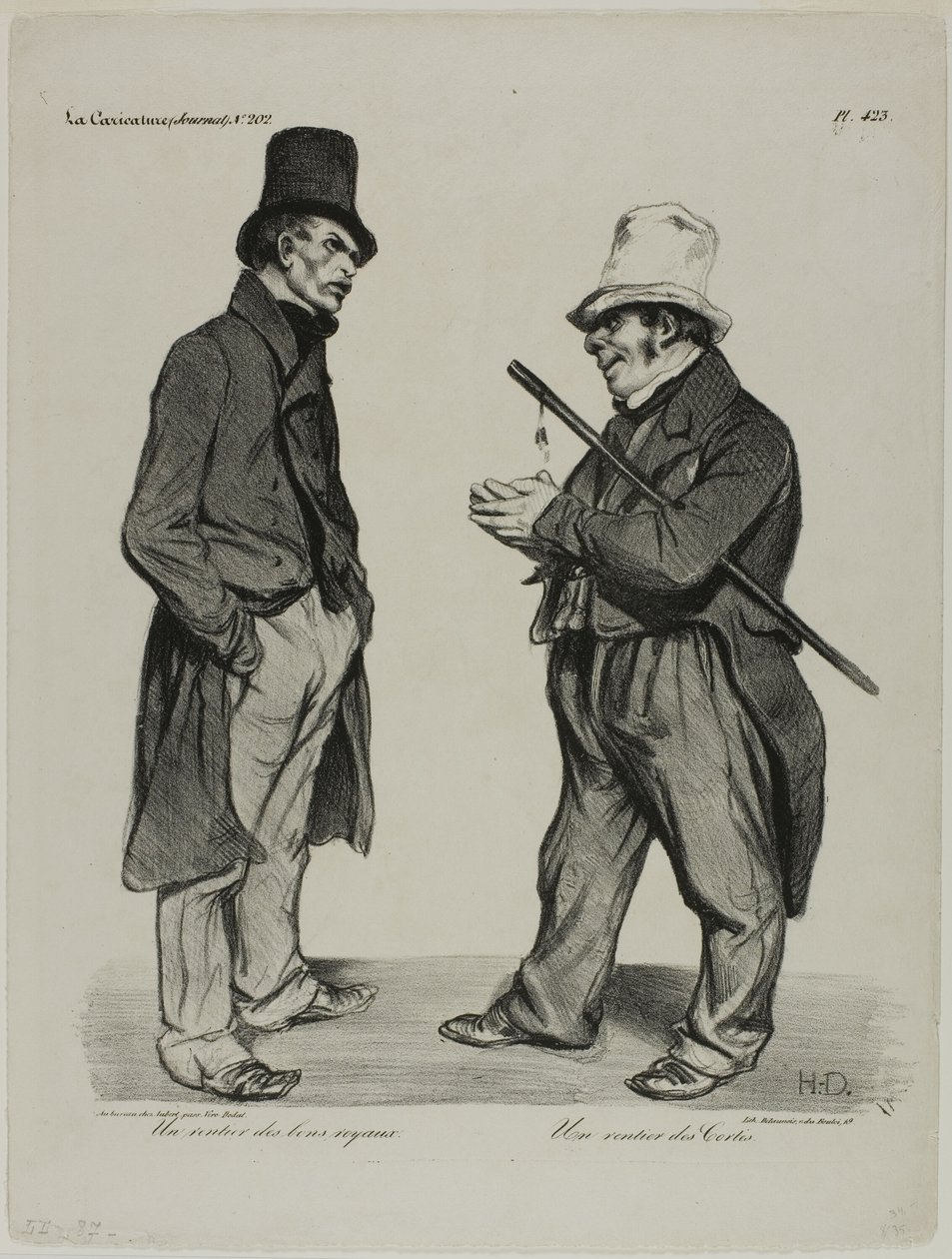 Sijoittaja espanjalaisten Cortes-obligaatioiden sijoittaja. Sijoittaja Espanjan valtion joukkovelkakirjoihin, levy 423. tekijältä Honoré Victorin Daumier