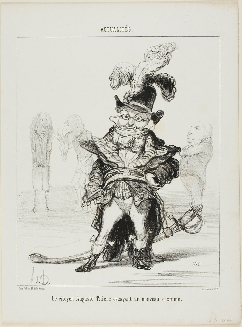 Kansalainen Thiers kokeilee uutta pukua, levy 114, Actualités-lehti. tekijältä Honoré Victorin Daumier
