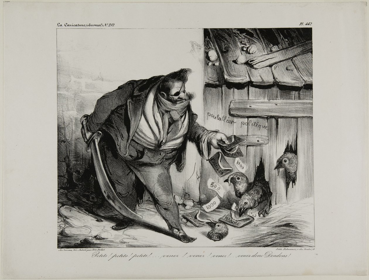 Tule tänne pikku tipu, tipu..... Chick... Chick, Come Little Turkeys, levy 442 tekijältä Honoré Victorin Daumier