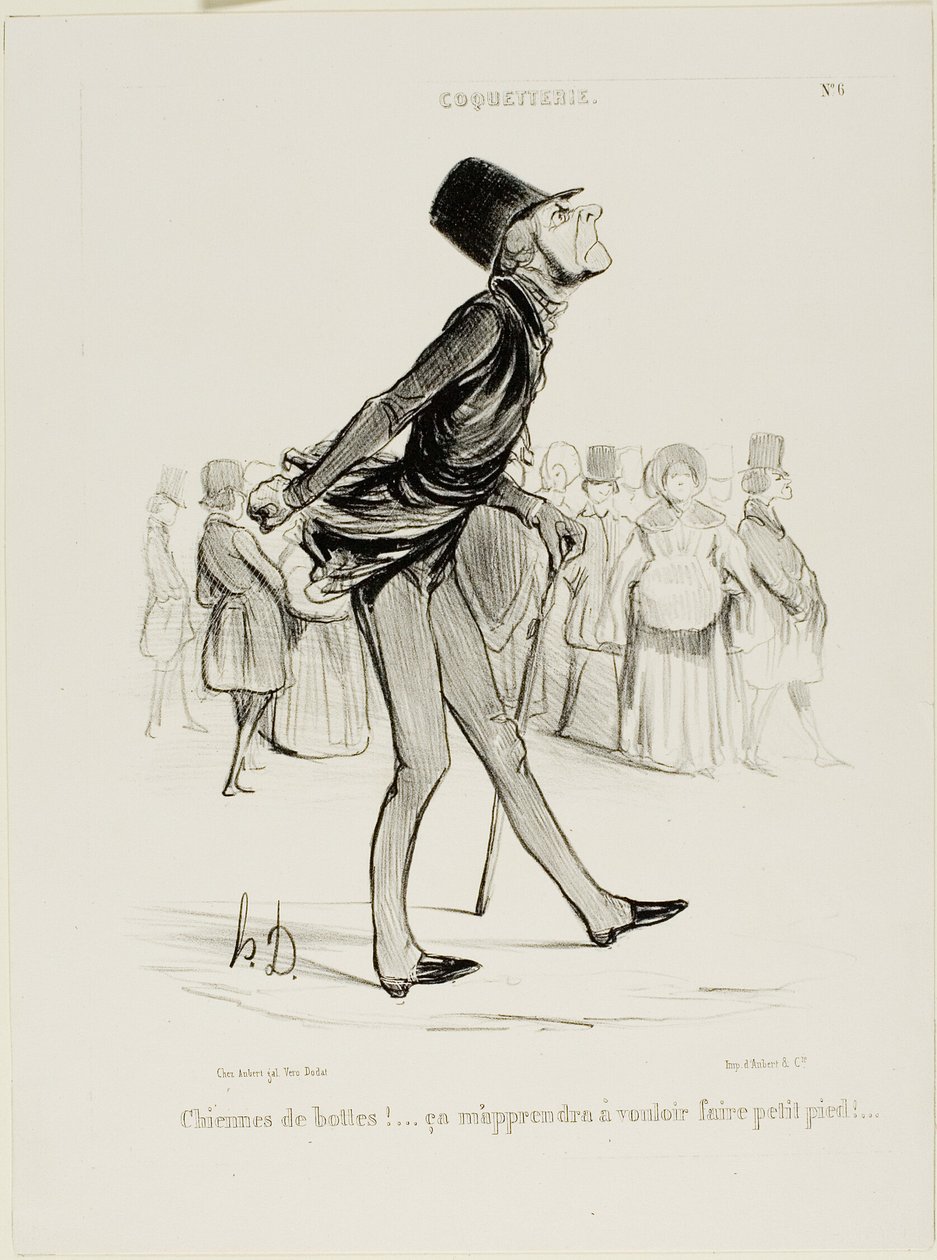 Pirun saappaat! That Will Teach Me to Take Smaller Steps..." laatta 6 Coquetterie-julkaisusta tekijältä Honoré Victorin Daumier