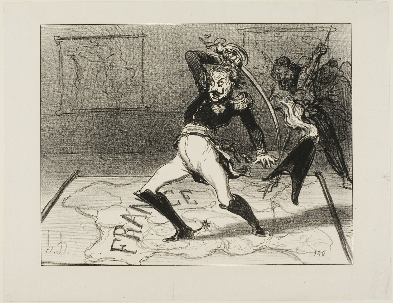 Keisari Nicolas työskentelee kabinetissaan, levy 94, Actualités-lehti tekijältä Honoré Victorin Daumier