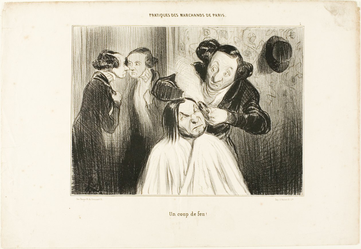"Tulipalo!", laatta 35 teoksesta Types Parisiens. tekijältä Honoré Victorin Daumier