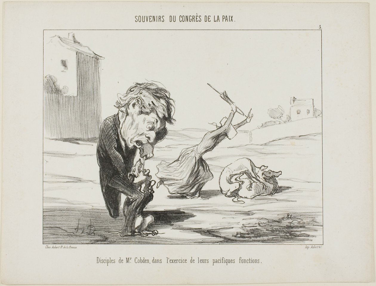 Cobdenin kannattajat, jotka harjoittavat rauhanomaisia tehtäviään, levy 5 teoksesta Souvenirs Du Congres De La Paix. tekijältä Honoré Victorin Daumier