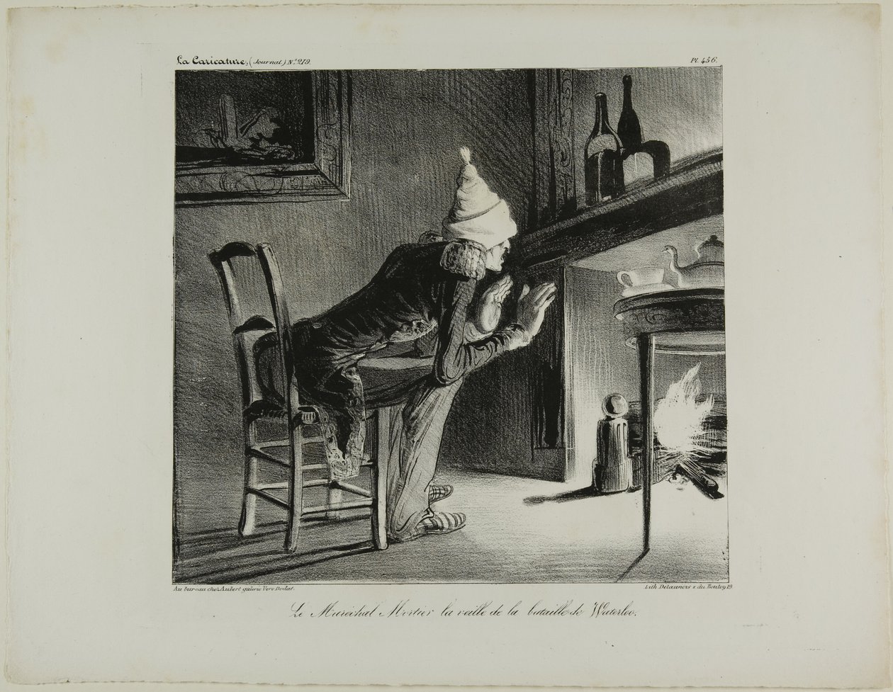 Kenraali Mortier Waterloon taistelua edeltävänä iltana, levy 456. tekijältä Honoré Victorin Daumier