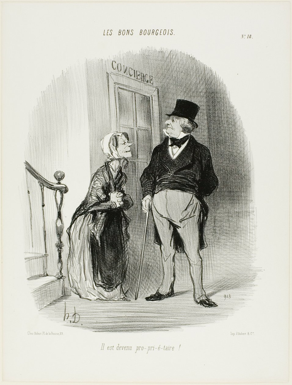 "Hänestä on tullut Laaaand-Looooooord!", levy 18 elokuvasta Les Bons Bourgeois. tekijältä Honoré Victorin Daumier