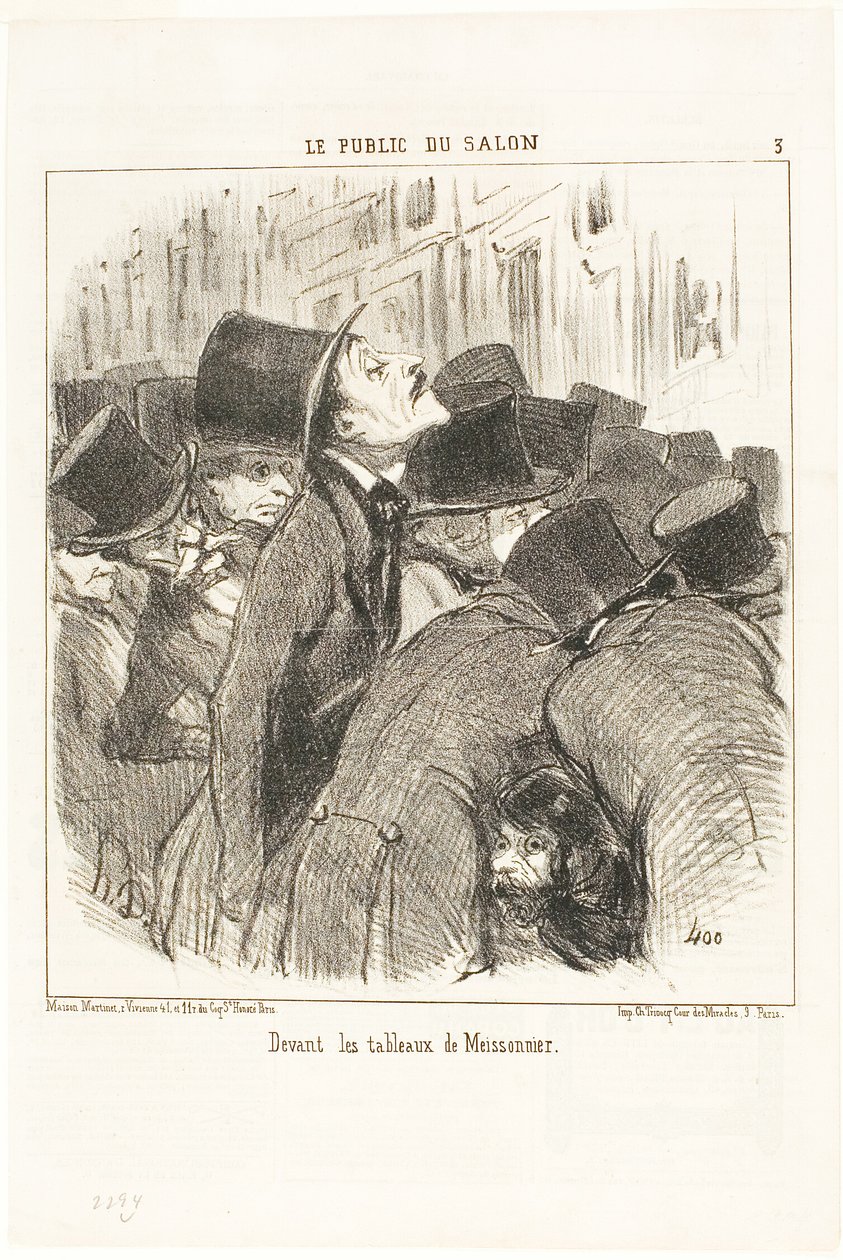 Meissonnierin maalausten edessä, levy 3 Le Public Du Salon -teoksesta tekijältä Honoré Victorin Daumier