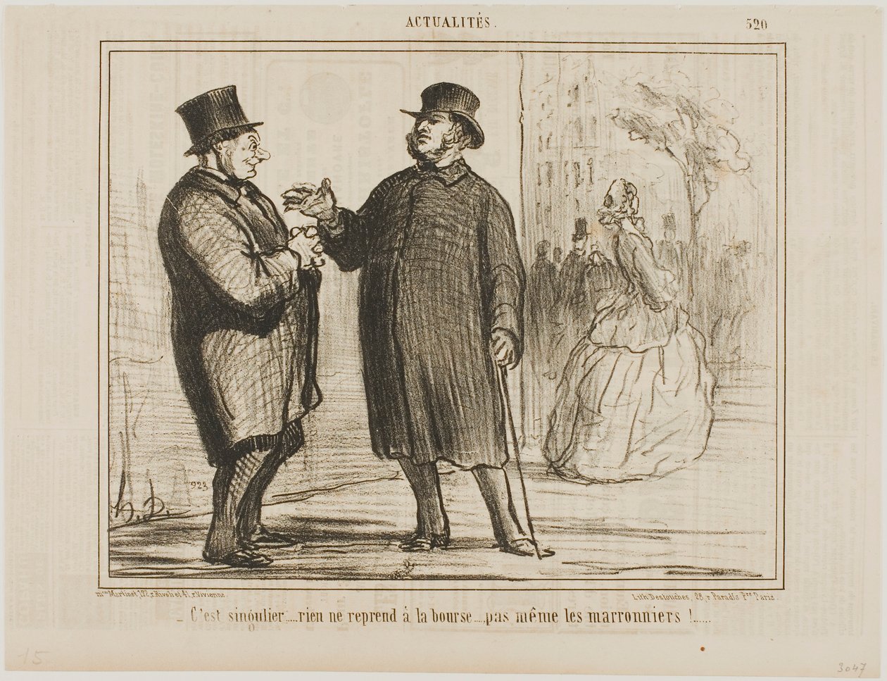 On outoa: mikään ei nouse pörssissä, eivät edes kastanjapuut!, levy 520 alkaen Actualités tekijältä Honoré Victorin Daumier