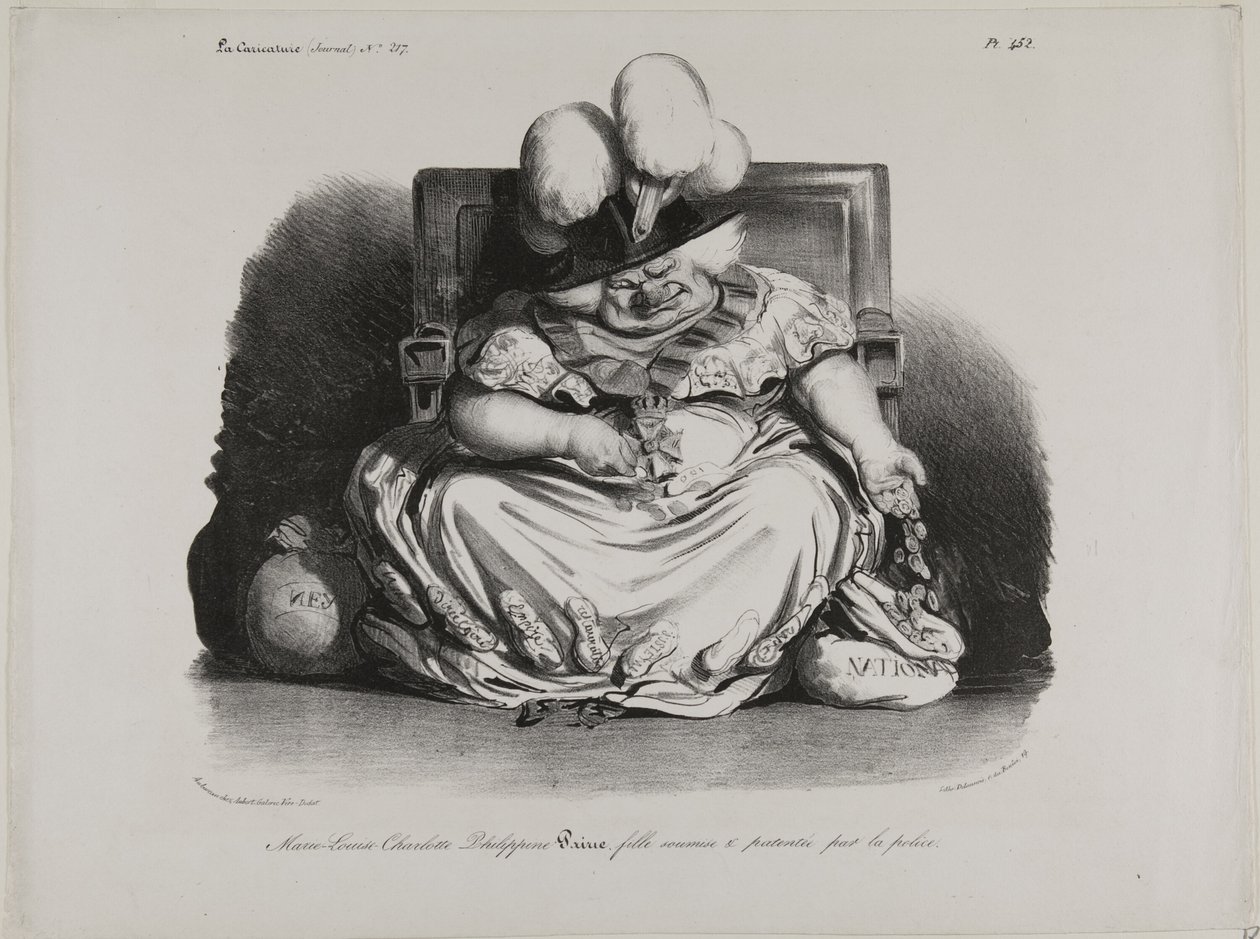 Marie Louise Charlotte Philippine Pairie, prostituoitu, poliisin myöntämä lupa. tekijältä Honoré Victorin Daumier