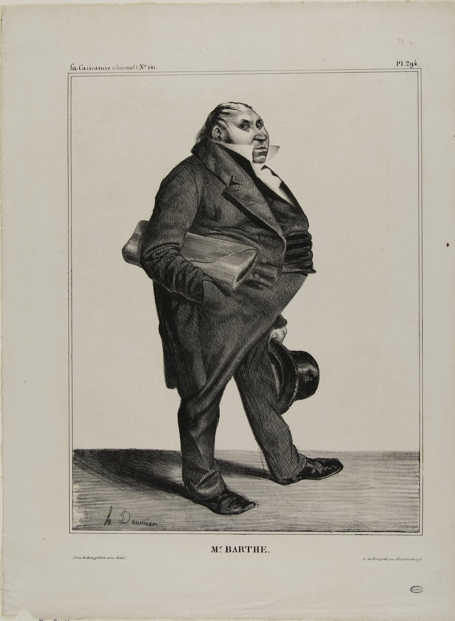 Mr. Barthe, levy 294 teoksesta Célébrités de la Caricature (Karikatyyrimaisemat) tekijältä Honoré Victorin Daumier