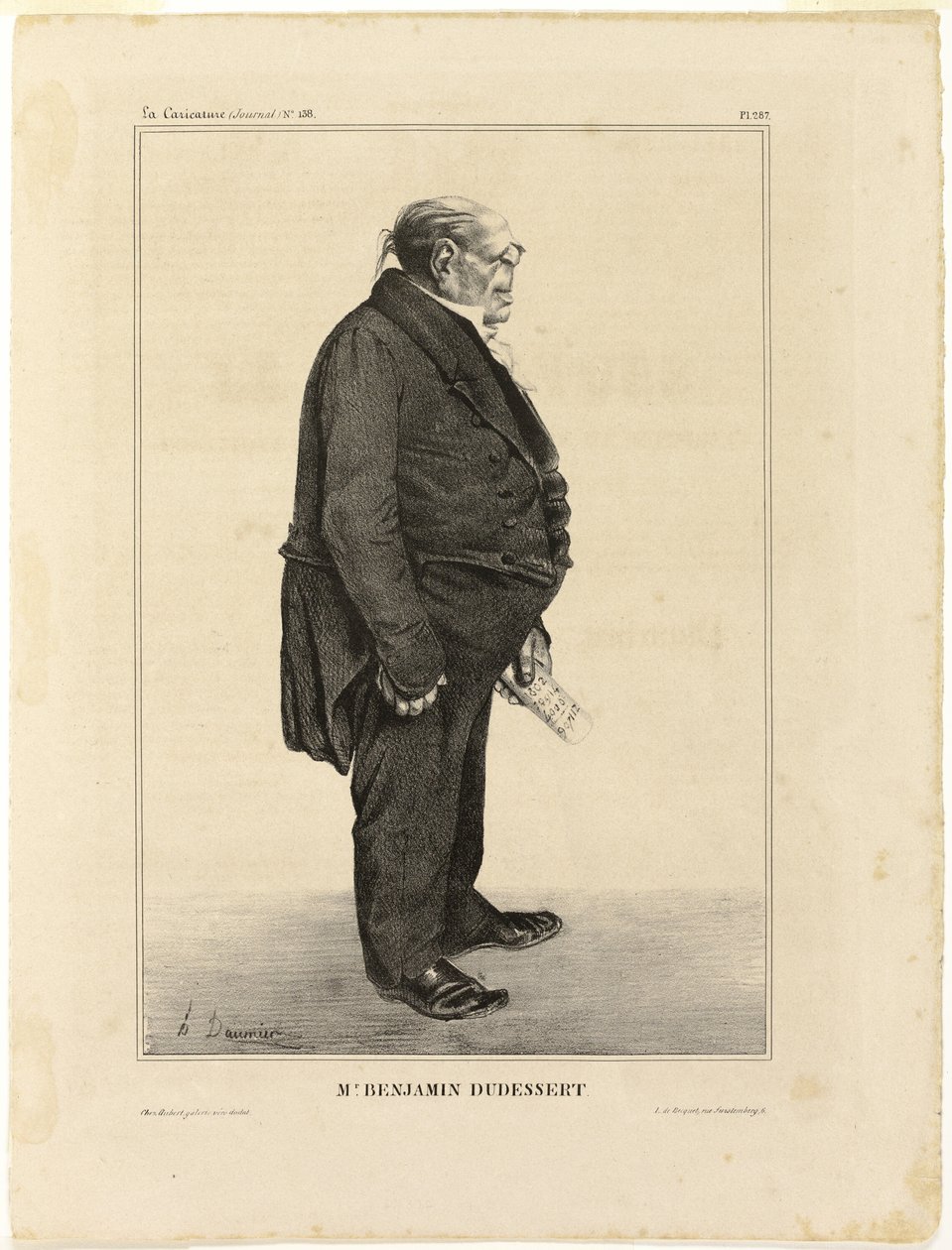 Benjamin Dudessert, laatta 287 teoksesta Célébrités de la Caricature. tekijältä Honoré Victorin Daumier