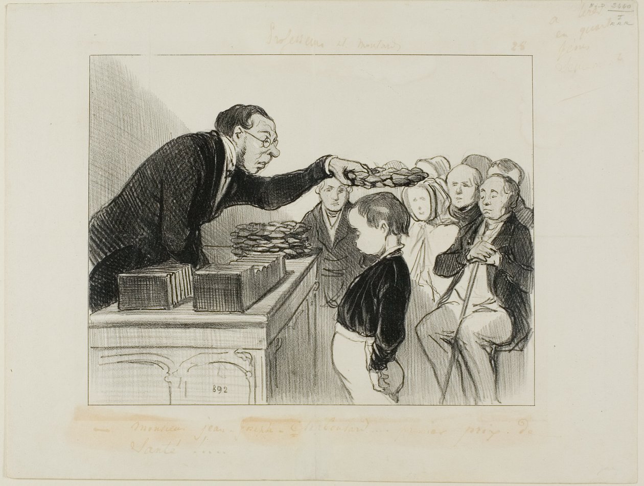 Herra Jean-Joseph-Chaboulard... ensimmäinen palkinto hyvästä terveydestä!, laatta 28 teoksesta Professeurs et Moutards. tekijältä Honoré Victorin Daumier