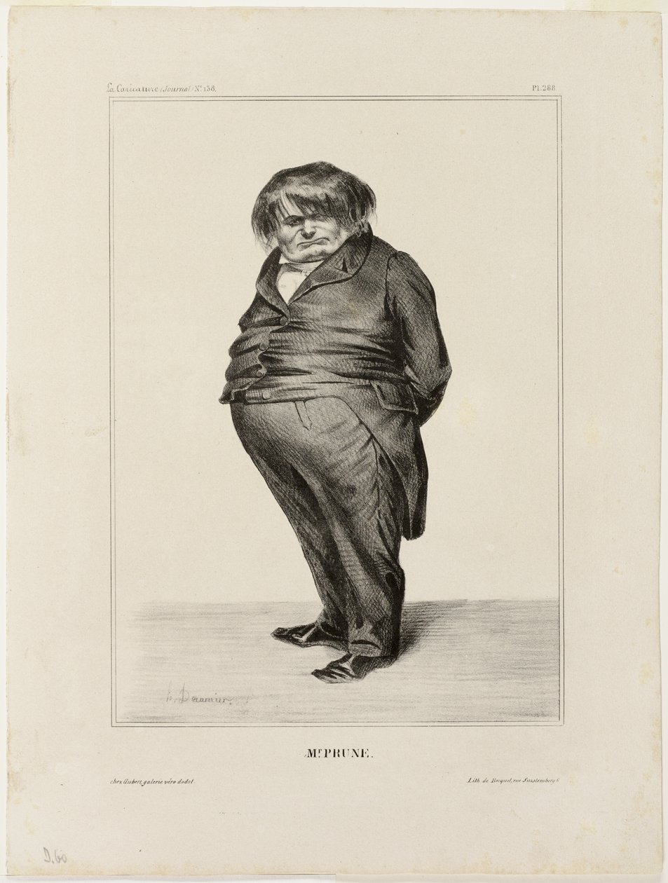 Herra Prune, laatta 288 teoksesta Célébrités de la Caricature. tekijältä Honoré Victorin Daumier