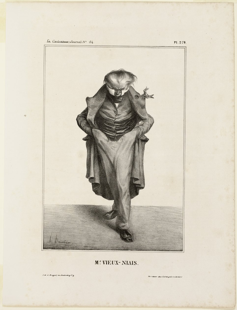 Herra Vieux-Niais, levy 278 teoksesta Célébrités de la Caricature (Karikatyyrielokuvat) tekijältä Honoré Victorin Daumier