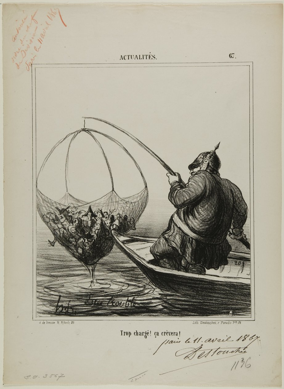 "Ylikuormitettu! Se räjähtää!"," levy 67 Actualitésista. tekijältä Honoré Victorin Daumier