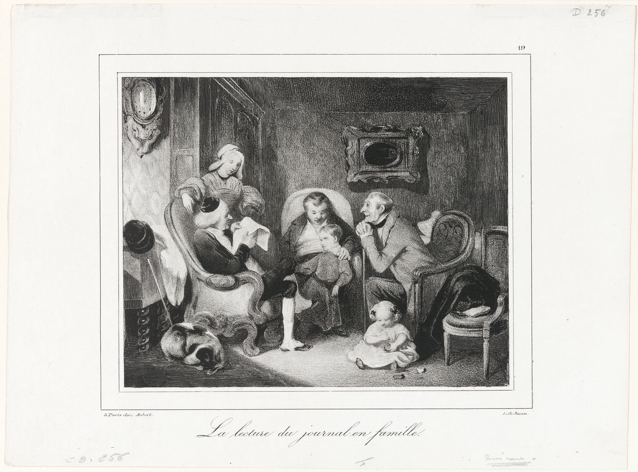 Sanomalehden lukeminen perhepiirissä tekijältä Honoré Victorin Daumier