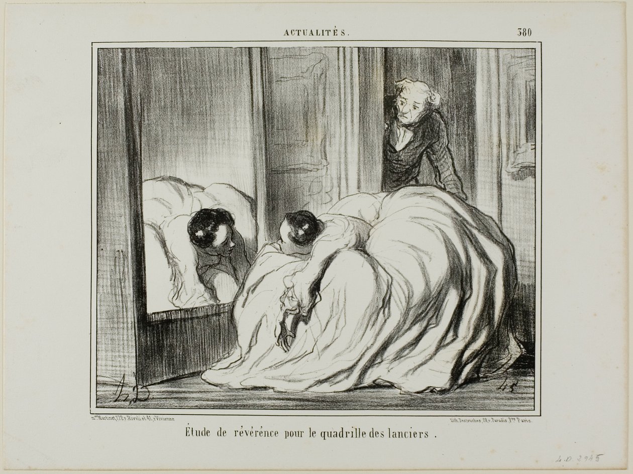 Study of Reverence for the Quadrille of the Lancers, levy 380 alkaen Actualités tekijältä Honoré Victorin Daumier