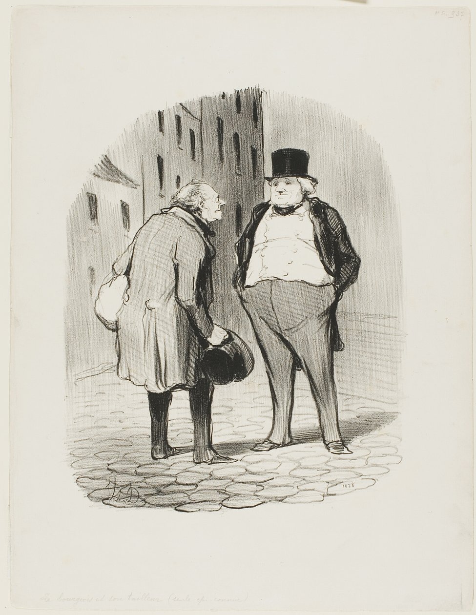 Porvari ja hänen räätälinsä, levy 5 teoksesta Les Bons Bourgeois. tekijältä Honoré Victorin Daumier