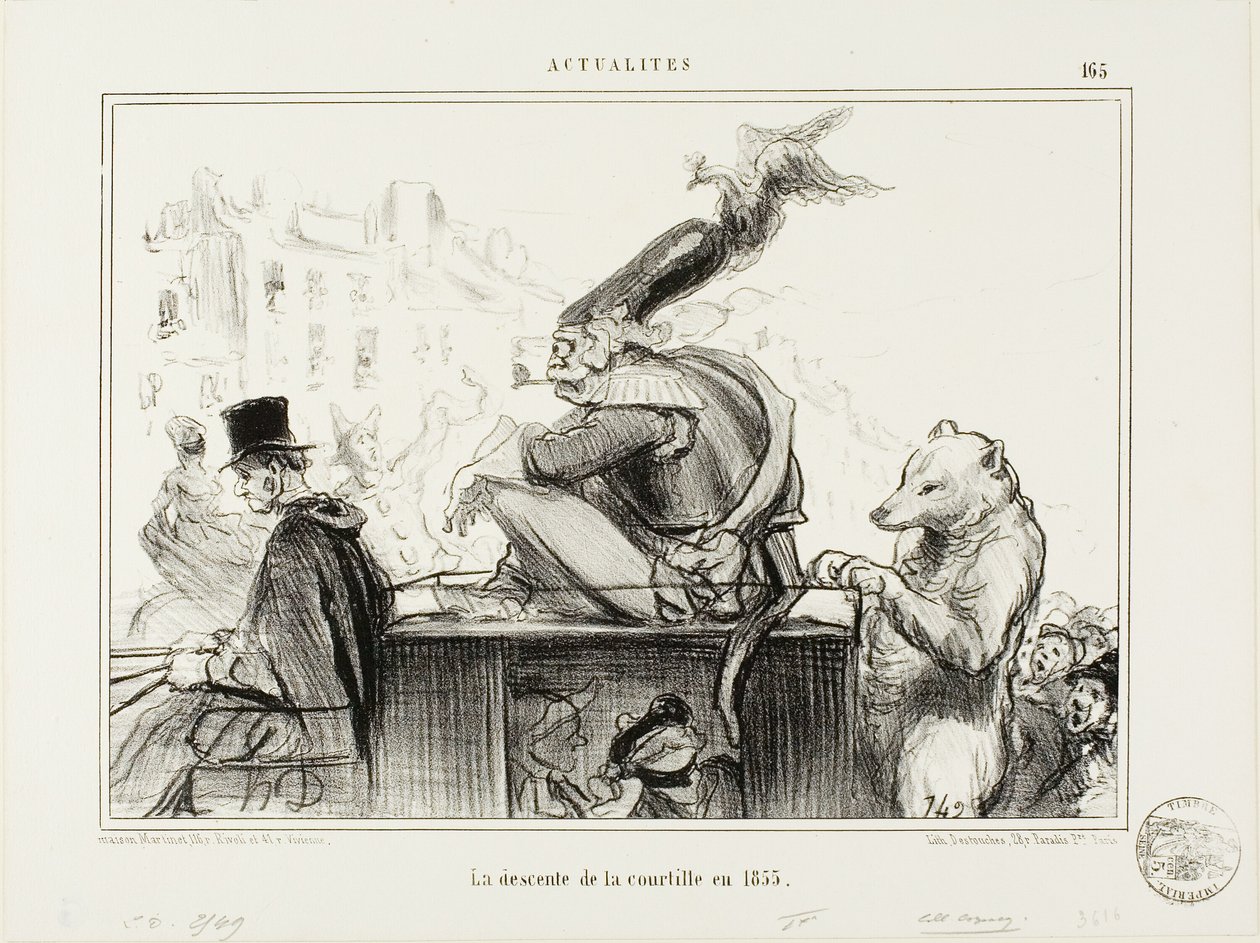 Courtille-joen laskeutuminen vuonna 1855, levy 165 asiakirjasta Actualités. tekijältä Honoré Victorin Daumier