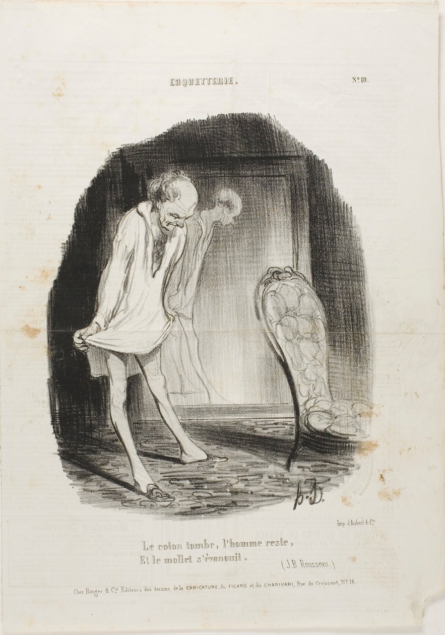 Puku putoaa, mies jää ja jalat tärisevät. (J.B. Rousseau), laatta 10 teoksesta Coquetterie... tekijältä Honoré Victorin Daumier
