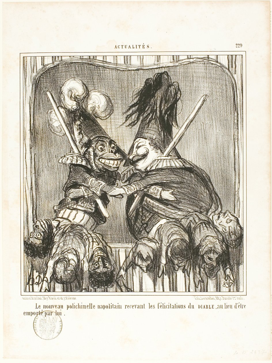 Uusi napolilainen pelle. DEVILIN onnittelut sen sijaan, että se olisi vienyt hänet mukanaan, laatta 229 Actualitésista. tekijältä Honoré Victorin Daumier