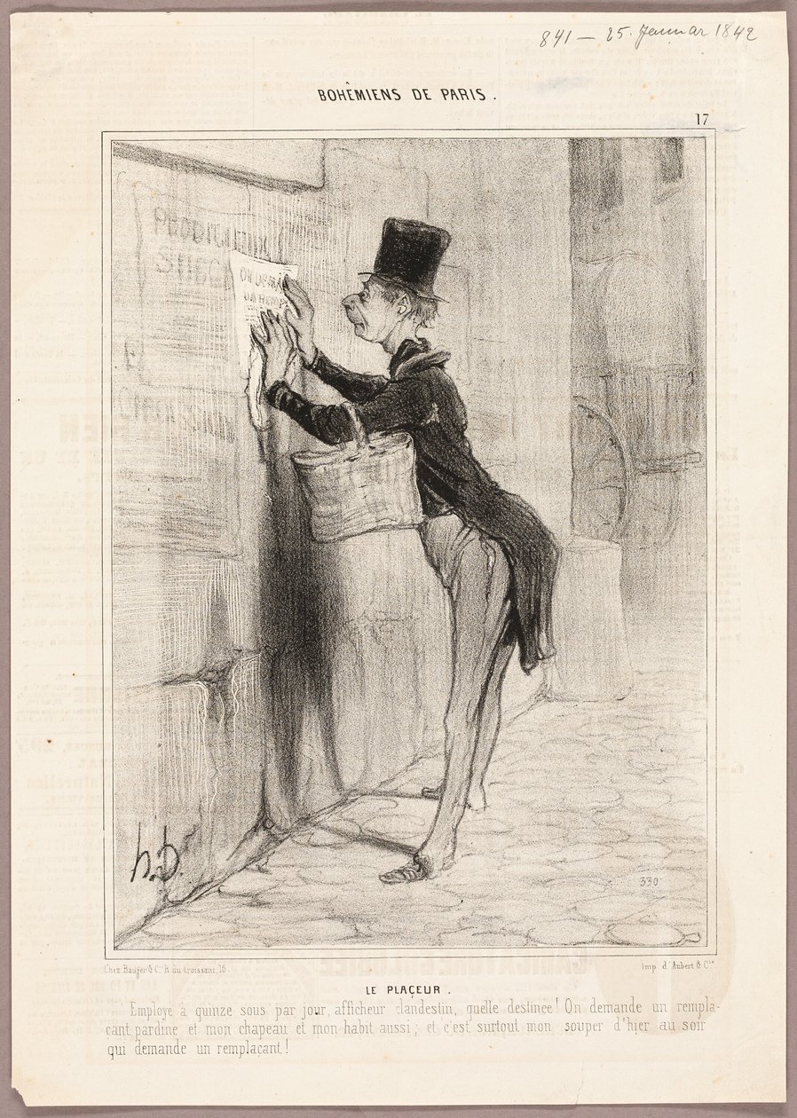 The Poster Man, laatta 17 kirjasta Bohémiens de Paris. tekijältä Honoré Victorin Daumier