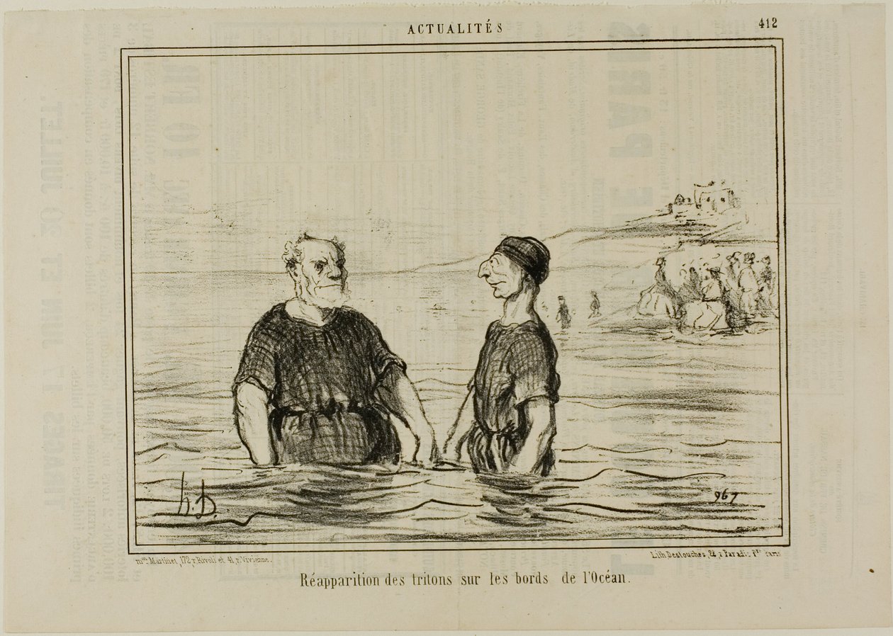 Meren tritonien ilmestyminen, levy 412, Actualités-julkaisusta. tekijältä Honoré Victorin Daumier