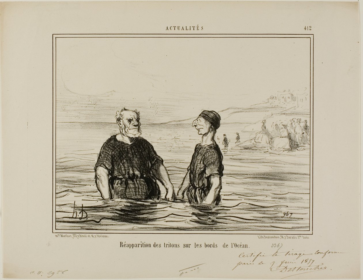 Meren tritonien ilmestyminen, levy 412, Actualités-julkaisusta. tekijältä Honoré Victorin Daumier